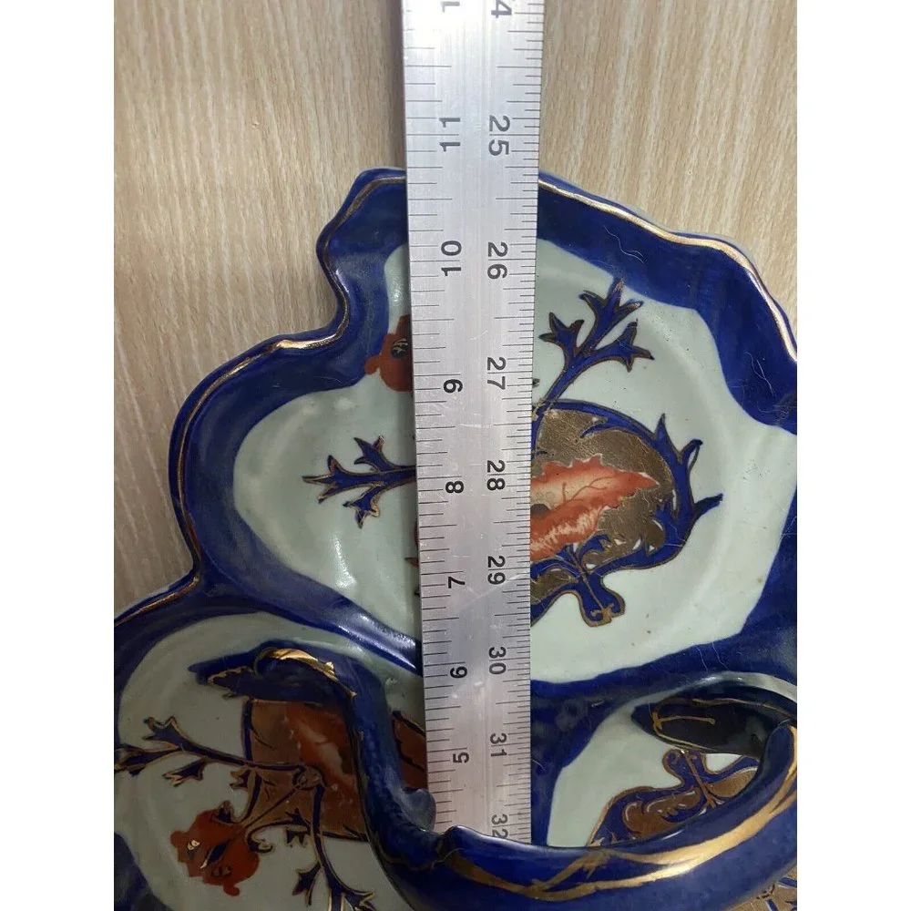 Victoria Ware Ironstone Transferware 3 Part Relish Dish W/Handle 11”x 3.5” Candy